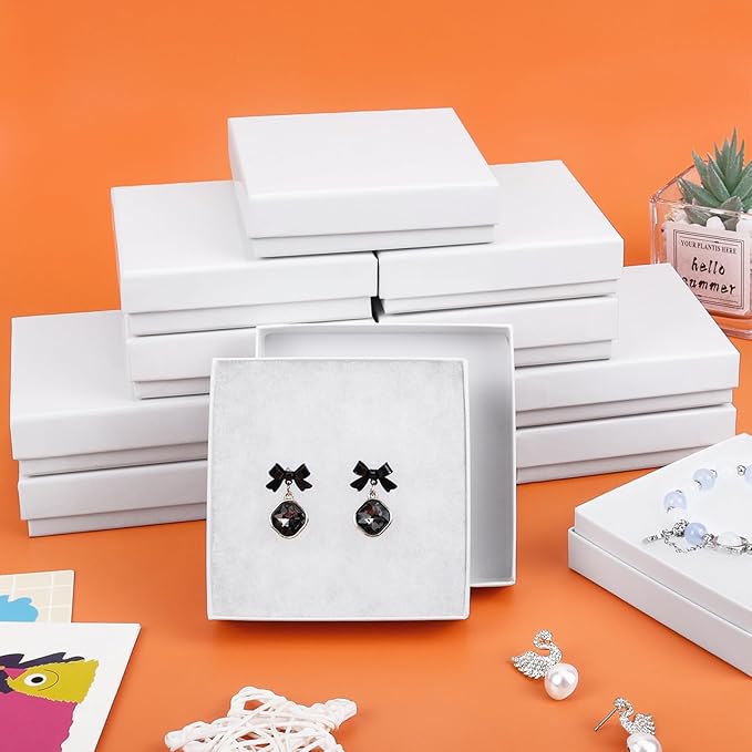 jewelry gift boxes, 20 Pack Small Gift Boxes with Lids for Necklace Ring Bracelet Earring Display Box, Jewelry Box Bulk White