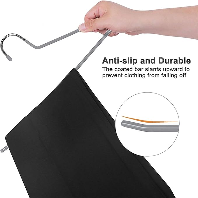 devesanter Pants Hanger 20 Pack Open-Ended Pants Space-Saving Strong Jean Hangers Metal Pant Hangers Versatile Non-Slip Hangers for Short Skirt Jeans Trousers Clothes Hangers for Women Men(Grey