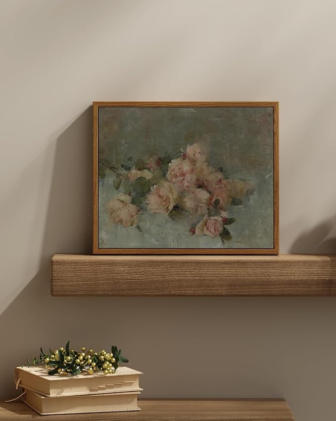 InSimSea Framed Wall Art for Living Room Decor Classical Oil Painting Roses Canvas Prints Vintage Wall Art Decorations for Bedroom Home Office Bathroom Decor 11x14in