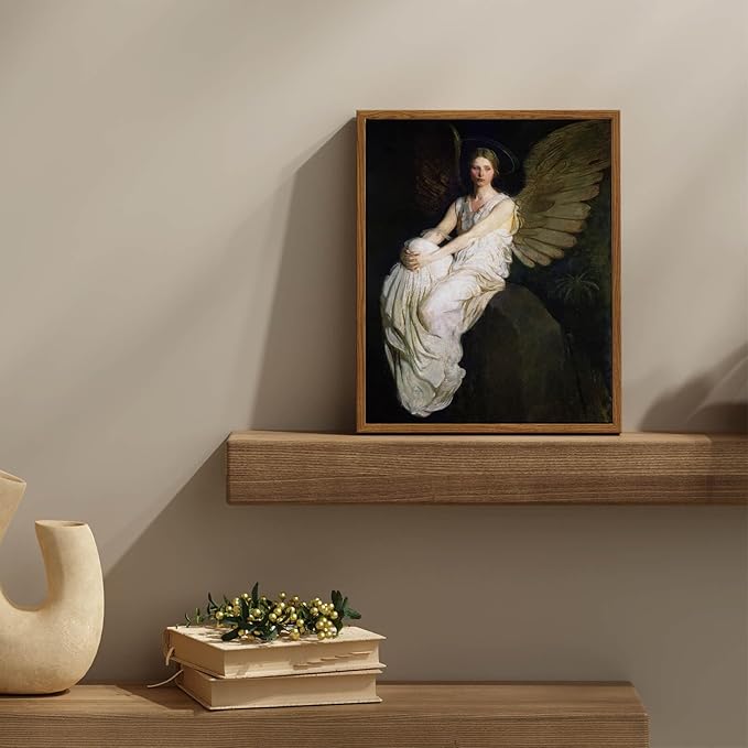 InSimSea Framed Wall Art for Living Room Home DecorStevenson Angel Vintage America Country Memorial Classical Oil Painting Prints Decorative for Living Room Bedroom Office Wall Decor 9x11in