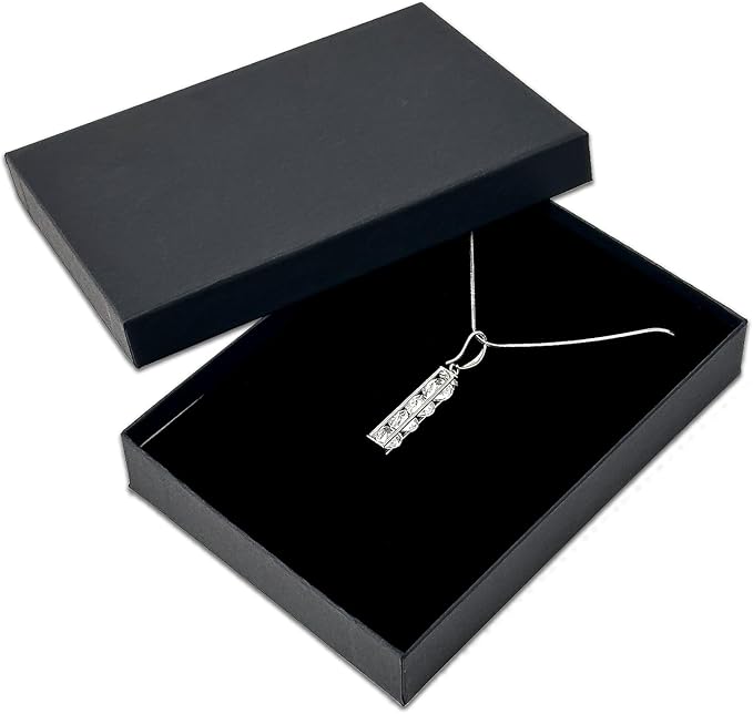 TheDisplayGuys - 12-Pack Cardboard Kraft Paper Jewelry Gift Boxes w. Velvet Padding - Necklace/Pendant - Matte Black - #53 (5.4" x 3.9" x 1.0")