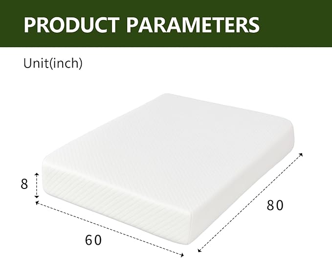 8 Inch Queen Size Mattress in a Box,Memory Foam Mattress for Comfort Sleep, Cooling Night Sleep & Pressure Relief, Ships Compressed (8", Queen)