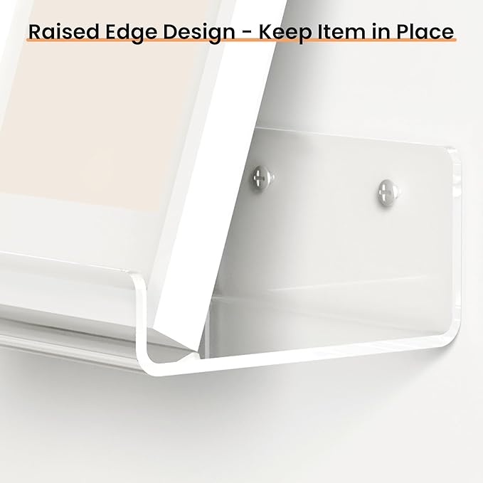 upsimples 6 Pack Acrylic Small Shelves, Floating Wall Shelves for Small Space, Display Shelf Organizer for Plants, Speaker, Toys, 4'' x 4'', Clear