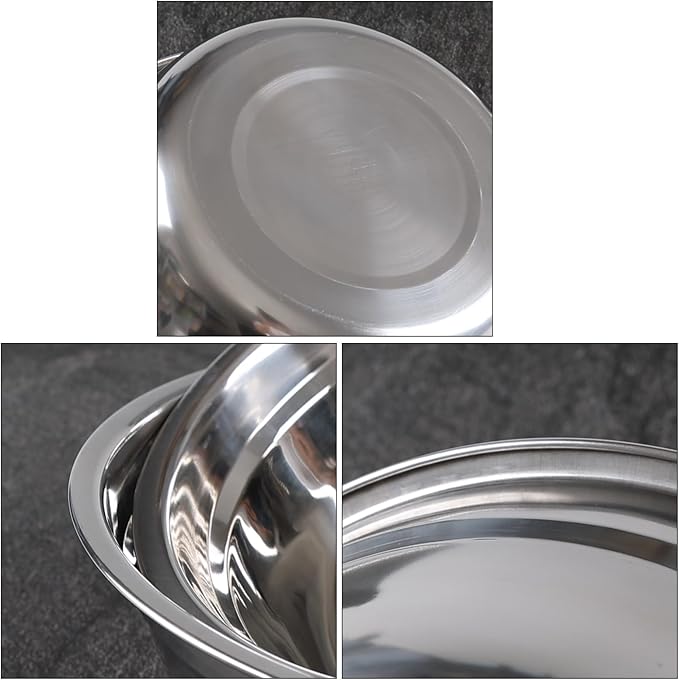 Set of 4 Stainless Steel Serving Bowls, Metal Prep Mixing Bowls for Kitchen