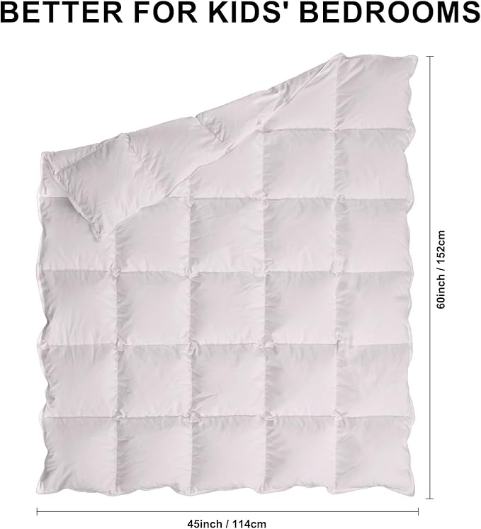 zzlamb Kids Toddler Comforter Crib Blanket, Warm Baby Down Quilt Crib Comforter Small Duvet Insert, Lightweight Soft Noiseless Cotton-Blended Shell Down Proof Machine Washable, Misty 45x60in