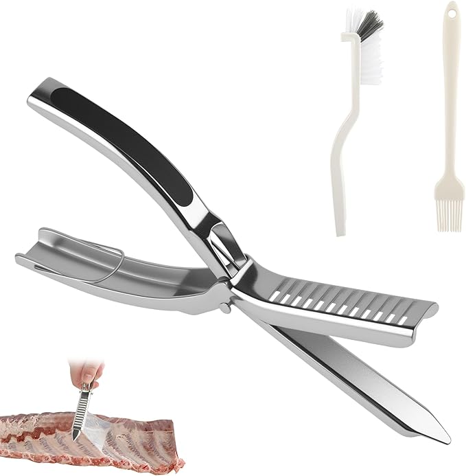 Rib Membrane Removal Tool, BBQ Rib Skinner, Stainless Steel Rib Membrane Remover Tool, Ergonomic Design for Effortless BBQ Rib Preparation, Dishwasher Safe Barbecue Accessories