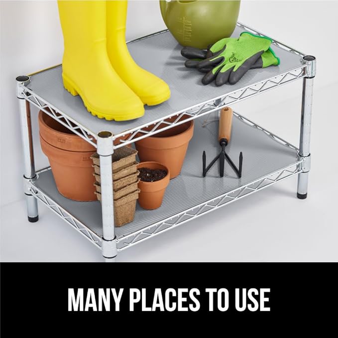 GORILLA GRIP DuraGuard Shelf Liner, 17.5x20 Non-Adhesive Cabinet Liners for Kitchen Drawers, Shelves, Refrigerator, Pantry Storage, Bathroom Closet, Durable Waterproof BPA Free Ribbed Plastic, Lt Gray