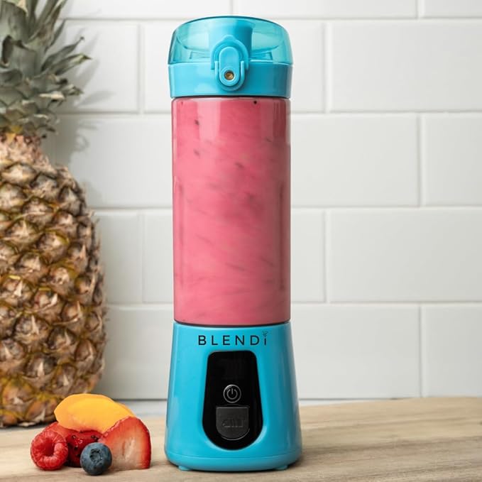 BLENDi Lite Portable Blender (17oz) – USB Rechargeable, Powerful 70W Motor for Smoothies, Protein Shakes & More – Compact, Travel-Friendly & BPA-Free (Turquoise)