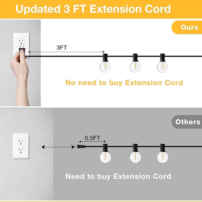 GLUROO Outdoor String Lights, 30FT LED Patio Lights Outdoor Wateproof with 15+1 Globle Bulbs Shatterproof, 2700K Outside for Backyard,Bistro,Camping,Deck,Yard,Garden