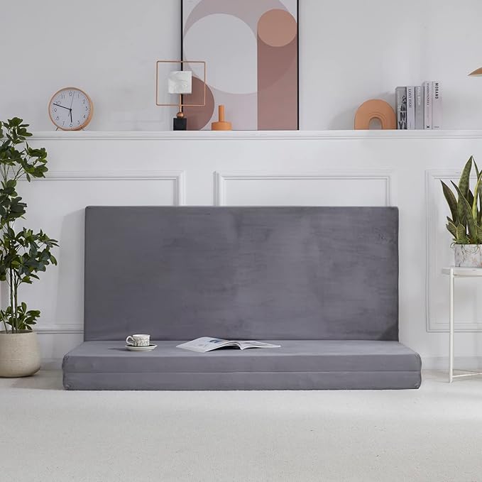 SINWEEK Tri Folding Mattress with Storage Bag - Foldable Mattress Foam Topper Floor Cot, Guest Bed with Machine Washable Cover and Waterproof Lining, CertiPUR-US Certified 52 x 73 x 3Inch