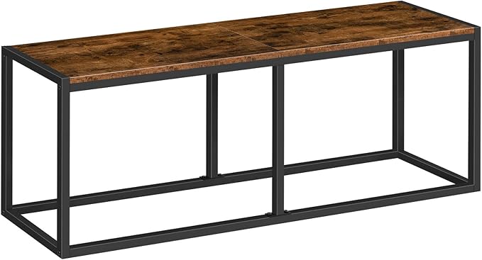 HOOBRO Dining Bench, 47.2 Inch Dining Table Bench, Industrial Style Kitchen Bench, Steel Frame, Easy to Assemble, for Kitchen, Dining Room, Rustic Brown and Black BF12CD01