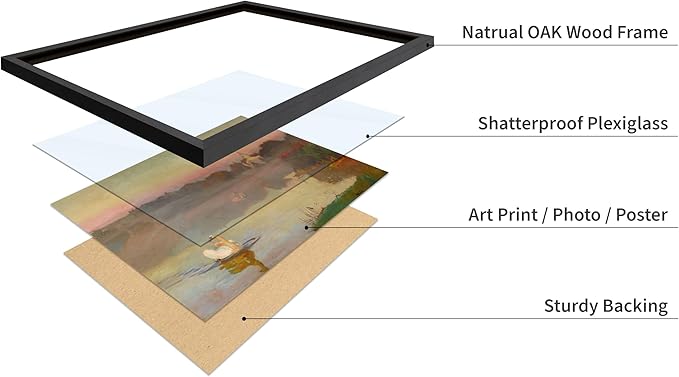 Poster Master Vintage Pond in Radziejowice Poster - Retro Swan Print - Lake Art - Landscape Art - Farmhouse Art - Animal Lover Art - Aesthetic Living Room or Office Decor, 8x10 Black Framed