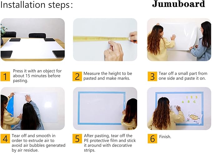 Magnetic Dry Erase Whiteboard Paper with Adhesive, 70" x 35" White Board Film for Wall, Easy to Write and Clean Dry Erase Board for Office, Classroom, Home, Include Marker, Magnetic Eraser and Magnets