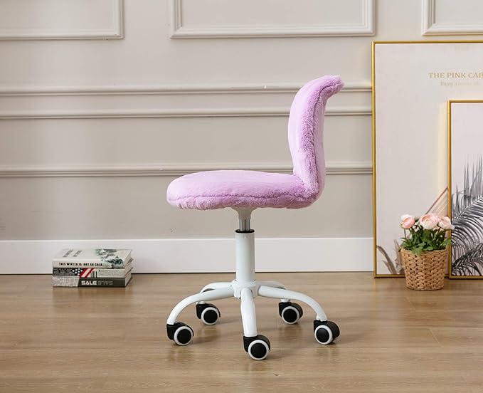 Swivel Kids Desk Chair Adjustable Rolling Student Chair Living Room Thick Padded Children Chair for Girls and Boys (Purple)