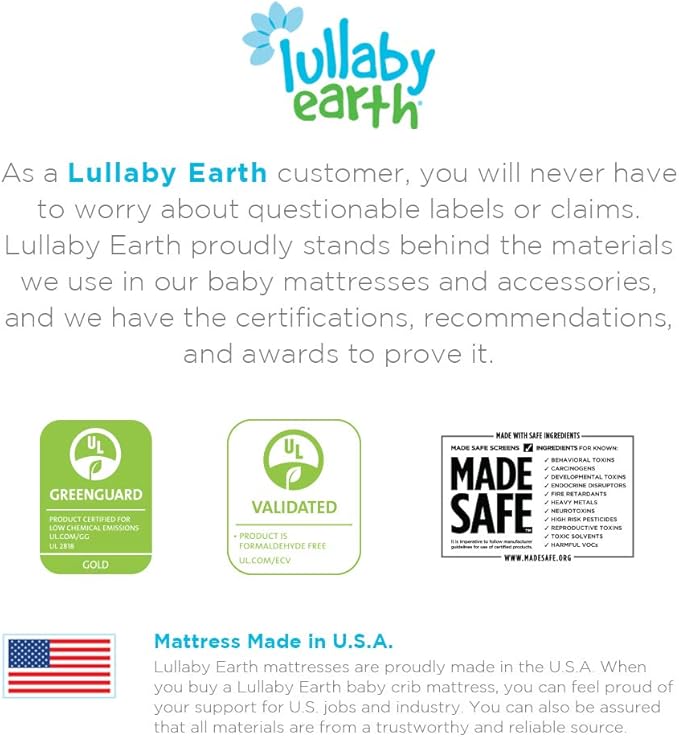 Lullaby Earth Baby Crib Mattress - Lightweight 2-Stage Infant & Toddler Bed - Waterproof, Non-Toxic, Standard Size 52" x 28"
