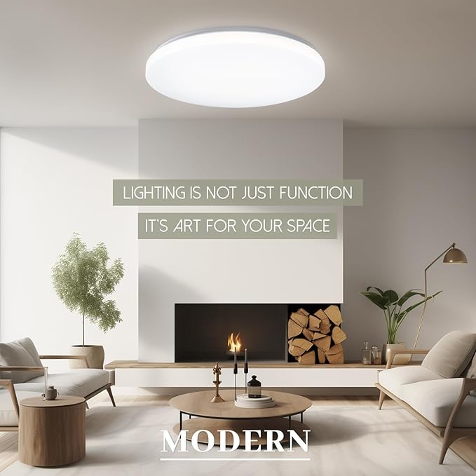 Hamilyeah 20 inch Ceiling Light Flush Mount 48W, Dimmable LED Ceiling Light Fixture, Simple Close to Ceiling Light 5CCT for Living Room, Dining Room, Bedroom, Hotel, Office