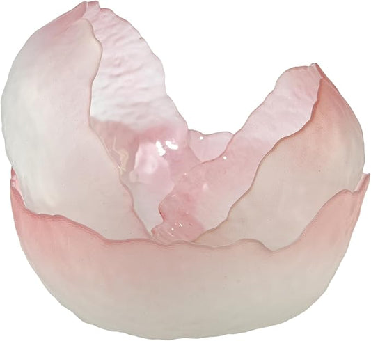 Glass Salad Bowls Set 3 Irregular Shaped Mixing Bowls Ideal for Kitchen Prep of Fruit, Pasta, Popcorn & Snacks - Stylish and Functional Tableware Essential (Pink)