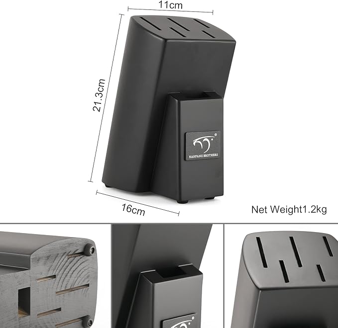 NANFANG BROTHERS Knife Set, 7-Piece Damascus Kitchen Knife Set with Block, ABS Ergonomic Handle for Chef Knife Set, Kitchen Shears, Knife Block Set