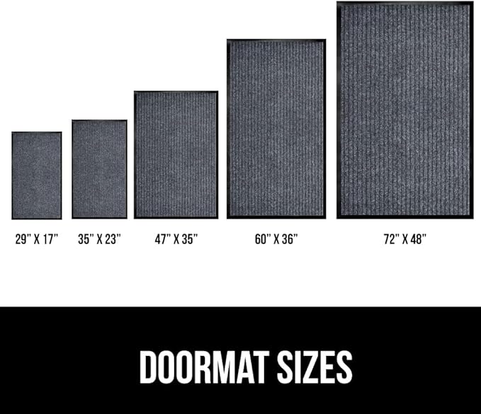 GORILLA GRIP Traffic Guard Door Mat, 47x35, Heavy Duty Welcome Mats, Commercial Office Space Doormat, Waterproof, Fade Resistant, Strong Rubber Backing, Low Profile, Shoe and Boot Scraper, Gray