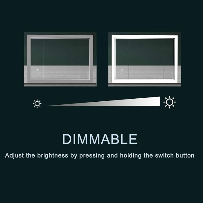 LED Bathroom Mirror Wall-Mounted Vanity Mirror with Anti Fog,Dimmable Waterproof Smart Touch Button Makeup Mirror with Lights Vertical & Horizontal (36x24 Inch)