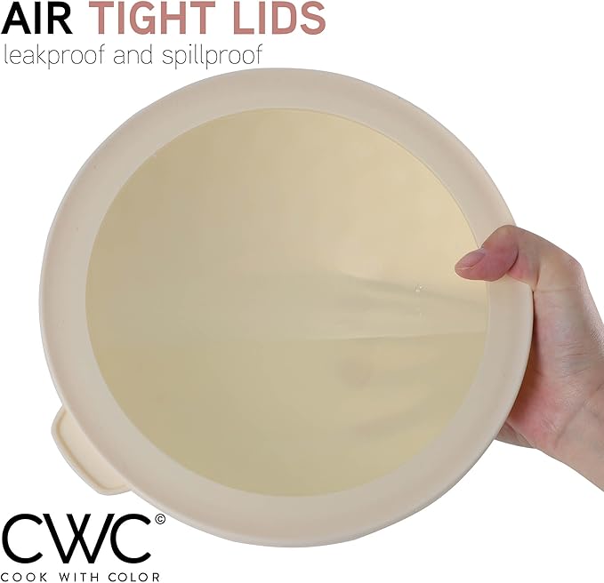 COOK WITH COLOR Mixing Bowls with Lids - 12 Piece Plastic Nesting Bowls Set includes 6 Prep Bowls and 6 Lids, Diamond Design - Microwave Safe (Mint)