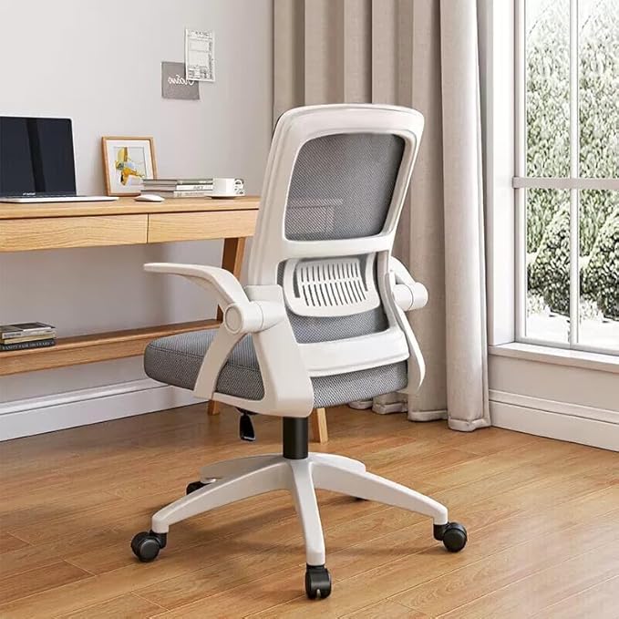 Home Office Chair Ergonomic Breathable Mesh Chair High Back with Adjustable Height Swivel with Flip-Up Arms and Lumbar Support