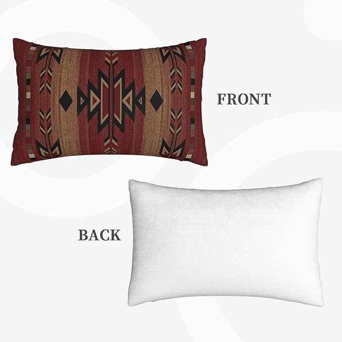 Boho Red Carpet Throw Pillow Covers 12x20 Inch Set of 2, Rustic Tribal Decorative Throw Pillow Covers Antique Red Linen Outdoor Cushion Cover for Sofa Couch Farmhouse Room Bed Decor