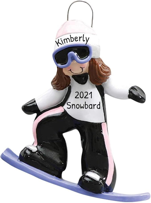 Personalized Snowboarding Christmas Ornament 2025 - Snowboarder Ornament Girl Gear Goggles Outdoor Fun Snowmobile Snowboarding Ornaments for Christmas Tree Snow for Ornaments by Elves