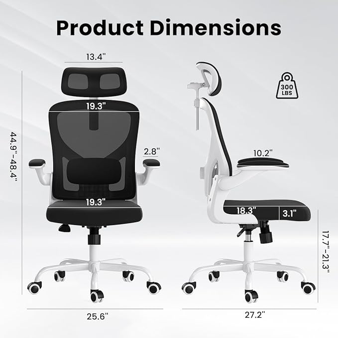 Soohow Ergonomic Office Chair,Home Office Desk Chair with Adjustable Lumbar Support Armrests,Comfy Computer Desk Chair with Headrest,for Home and Office, Black
