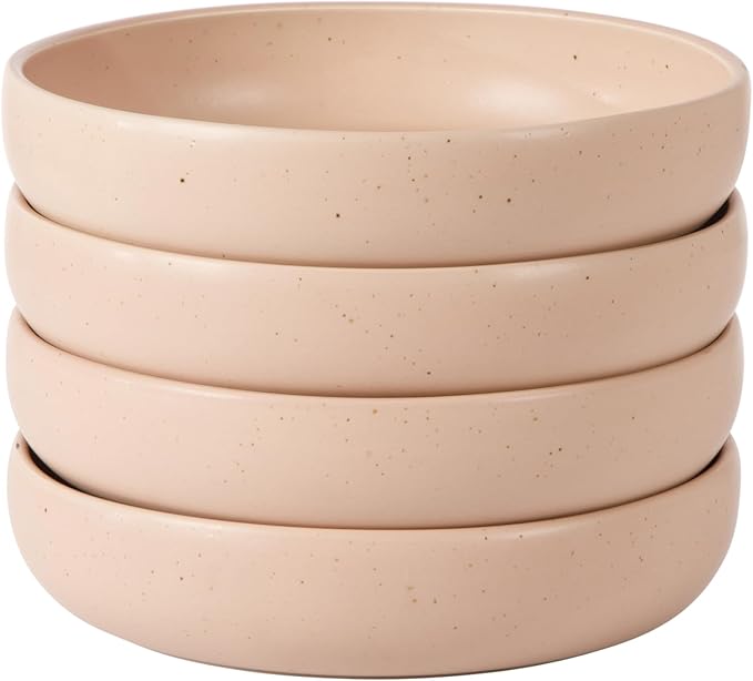 Bloomhouse Corsica Clay 4 Piece Meal, Dinner, Pasta Bowl Set - Prosecco Blush Pink