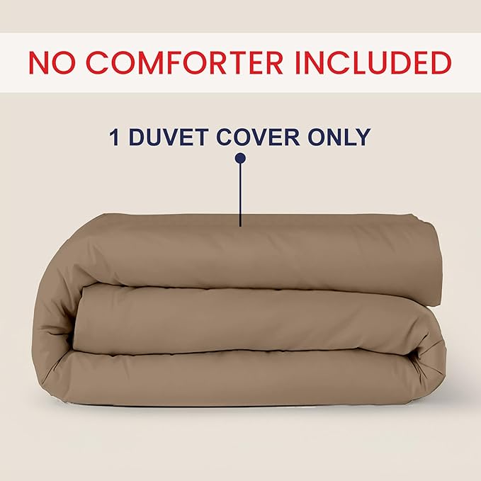 Kotton Culture 1 Pc Custom Size Duvet Cover Only -100% Egyptian Cotton Sateen 600 Thread Count Ultra Soft Premium Durable Comforter Cover Zipper Closure & Corner Ties (Taupe, Custom)