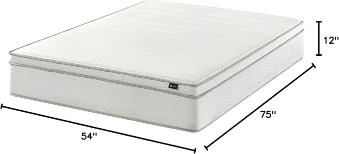 ZINUS 12 Inch Foam and Spring Hybrid Mattress [New Version], Full, Fiberglass Free, Medium Firmness, Durable Support, Certified Safe Foams & Fabric, Mattress in A Box