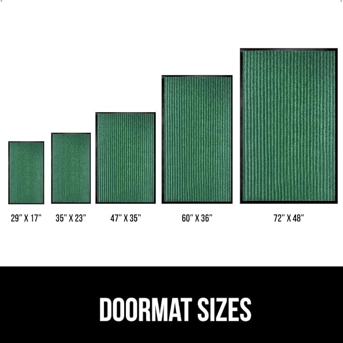GORILLA GRIP Traffic Guard Door Mat, Heavy Duty Welcome Mats, Commercial Office Space Doormat, Waterproof, Fade Resistant, Strong Rubber Backing, Low Profile, Shoe and Boot Scraper, 35x23, Green