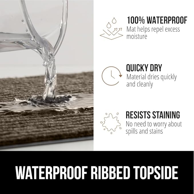 GORILLA GRIP Traffic Guard Door Mat, 47x35, Heavy Duty Welcome Mats, Commercial Office Space Doormat, Waterproof, Fade Resistant, Strong Rubber Backing, Low Profile, Shoe and Boot Scraper, Brown