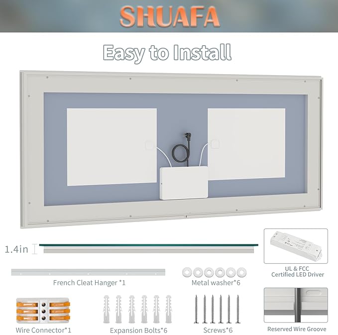 LED Mirror for Bathroom, 72x32 Inch Backlit + Front Lighted Bathroom Vanity Mirror with Lights, Double Light Strips, 3 Colors, Shatter-Proof, Anti-Fog and Brightness Memory