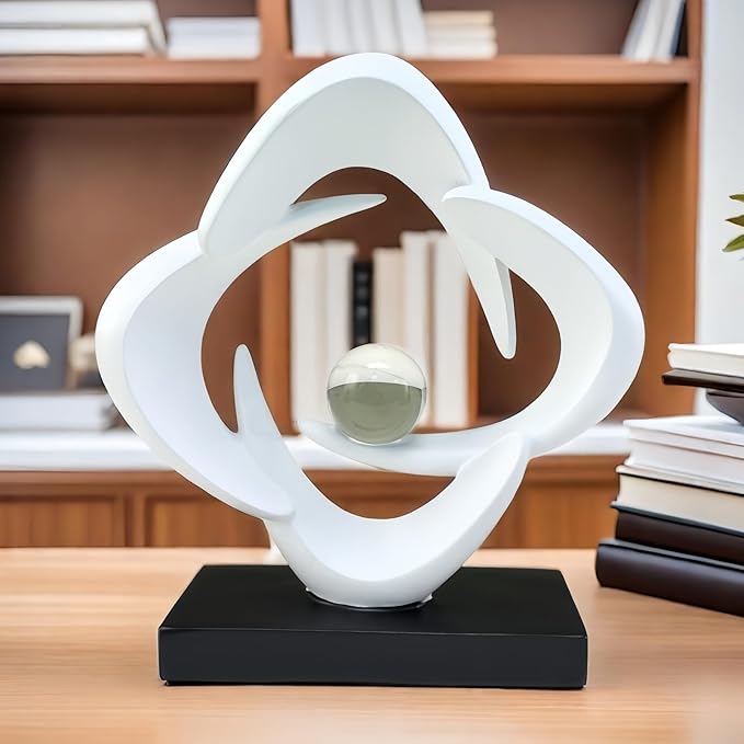 Modern Home Decor Abstract Decorative Sculpture Decorations for Living Room Dining Room Office, Resin Art Statues Coffee Table Bookshelf Decor Accents (White)