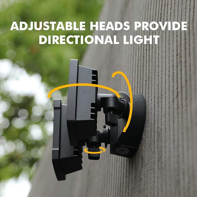 LUTEC LED 3500 Lumen 32W 5000K Integrated Dual-Head Floodlight Outdoor Dusk to Dawn Waterproof Exterior Security Wall Light for Patio Garden Yard