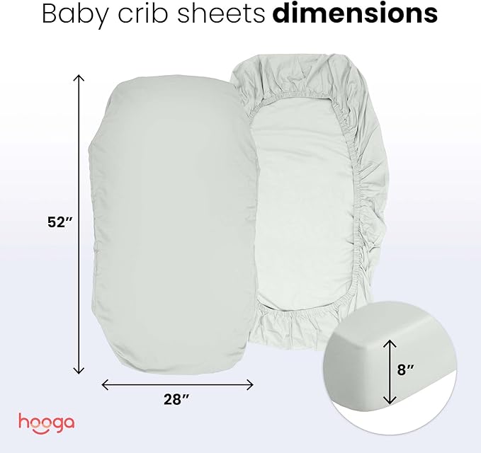 Hooga Grounding Crib Sheet, Organic Fitted Grounded Sheet for Baby Crib, Earth Connected Bedding (52”x28”x8”) Pure Silver Fiber and Cotton, Grounding Cord Included. Off White