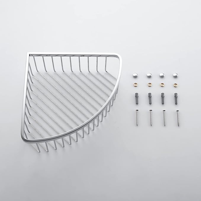 Corner Shower Caddy Organizer, SUS304 Stainless Steel Heavy Duty Rust-Proof Shelf Organizer, Wall Mounted Storage Rack for Bathroom, Brushed Chrome