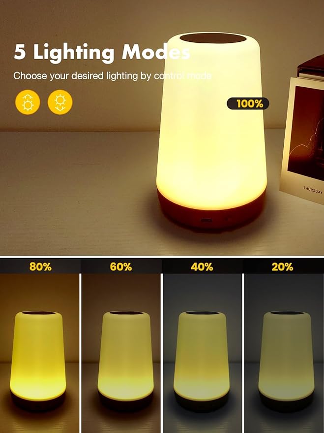 TLAOTNIY Baby Night Light, Dimmable Touch Lamp for Nursery, Portable Rechargeable Bedside Table Lamp for Bedroom, 13 RGB Colors 5 Brightness, Night Lamp for Kids Living Room Bathroom Hallways