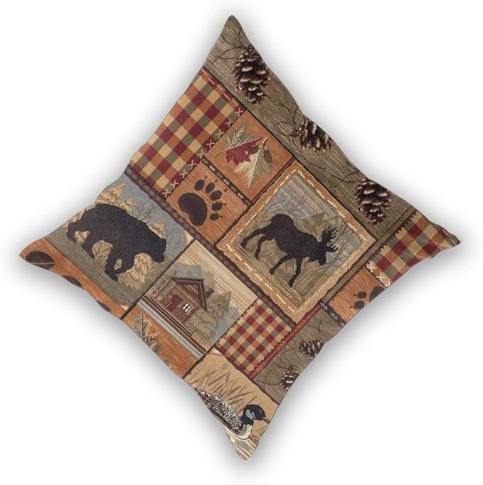BETGINY Western Bear Throw Pillows Cover 16X16 Inch Pack of 2, Rustic Wildlife Bear Cabin Pillow Covers Linen Square Cushion Animal Deer Pillowscase for Bedroom Home Sofa Decoration