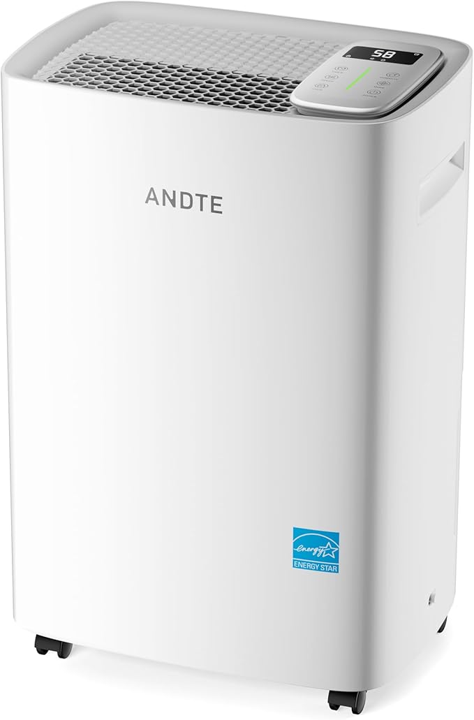 5500 Sq.Ft Energy Star Dehumidifier for Basement Home, ANDTE 80 Pints Large Room Dehumidifiers Efficient with Drain Hose & 1.32 Gal Tank, Smart Humidity Control, Touch Control Panel, Auto Defrost