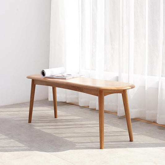 100% Solid Oak Dining Bench, Wood Bench for Bedroom End of Bed with Rounded Corners, Entryway Benches for Dining Room, Kitchen, Living Room (Natural Oak, 39.4")