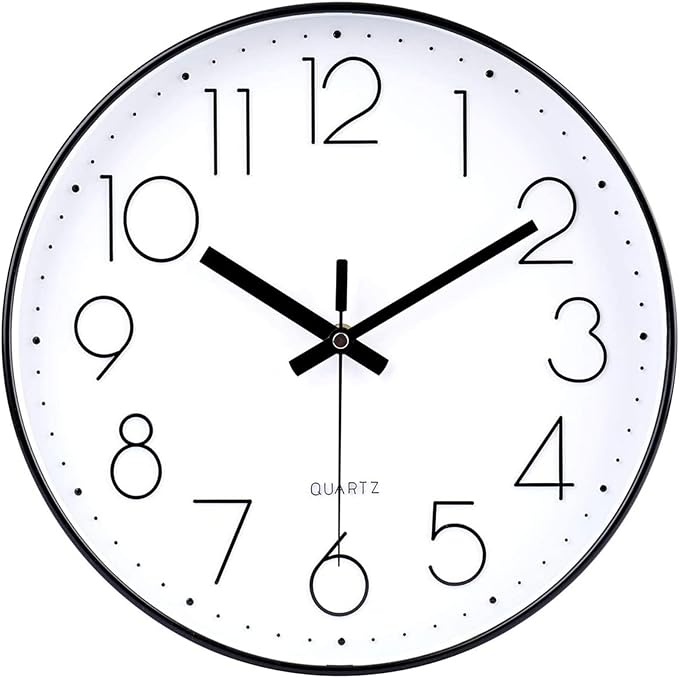 jomparis 16 Inch Large Wall Clock Modern Elegant Simple Style for Living Room Office (Black)