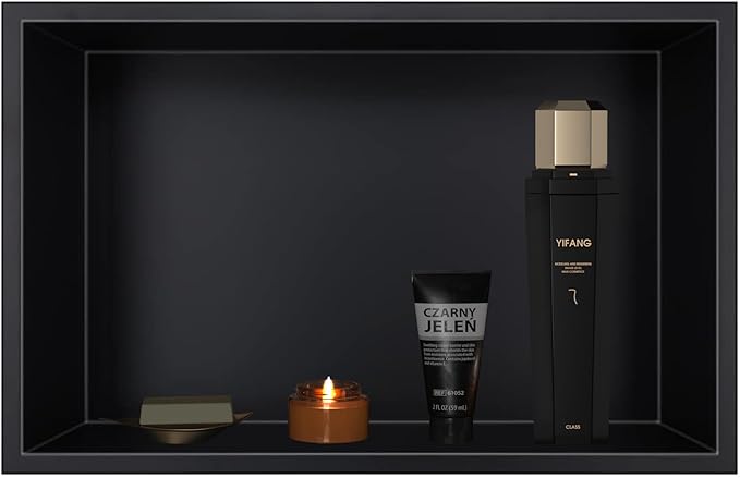 Stainless Steel Shower Niche 18" X 12", No Tile Needed Wall Niche, Recessed Shower Shelf for Bathroom Storage, Matte Black