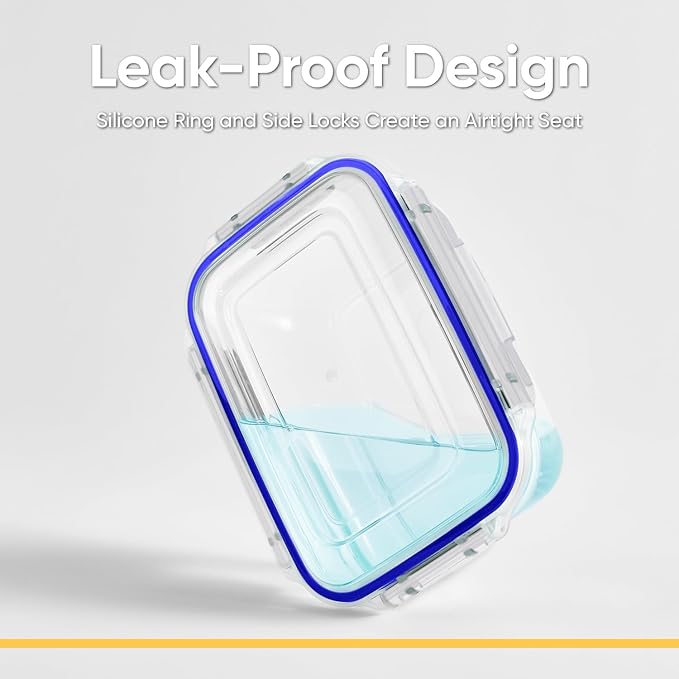 Superio Sealed Food Storage Container, 4.2 Qt, Airtight Leak Proof Meal Prep Containers, Rectangle Shape, Microwave and freezer safe, BPA-free Plastic (1, 4.2 Quart)
