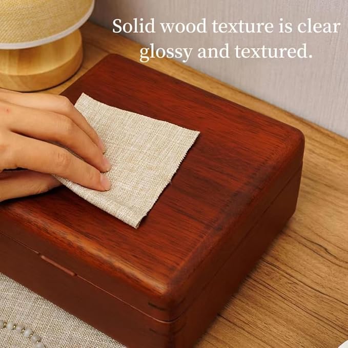Bescott 2 Layer Solid Wooden Jewelry Box for Women Real Wood Vintage Jewelry Organizer Storage for Earrings Rings Necklaces Bracelet Watch Men