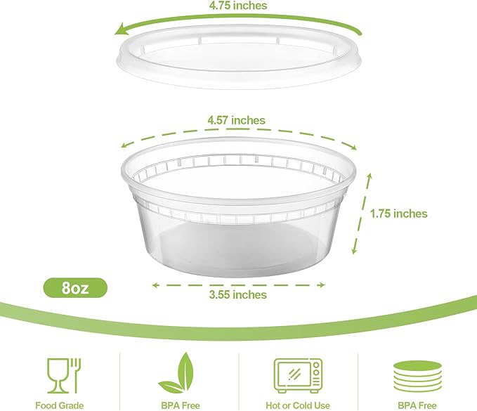 AOZITA 36 Sets 8 oz Plastic Deli Containers with Lids, Airtight Food Storage Containers, Freezer/Dishwasher/Microwave Safe, Soup Containers For Takeout Meal Prep Storage
