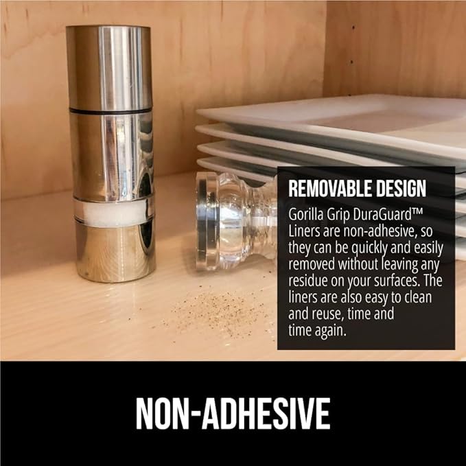 GORILLA GRIP DuraGuard Shelf Liner, Pack of 2 12x20, Non-Adhesive Cabinet Liners for Kitchen Drawers, Shelves, Refrigerator, Pantry Storage, Bathroom, Durable Waterproof BPA Free Ribbed Plastic, Clear