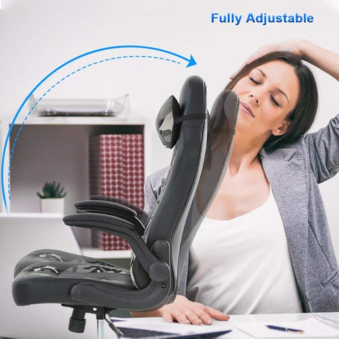 PC Gaming Chair Ergonomic Office Chair Cheap Desk Chair PU Leather Racing Chair Executive Swivel Rolling Computer Chair with Lumbar Support Flip Up Arms Headrest for Adults,Camo